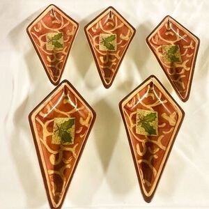 Pfaltzgraff Holiday Christmas Tree Appetizer Plates Set Ceramic Servi